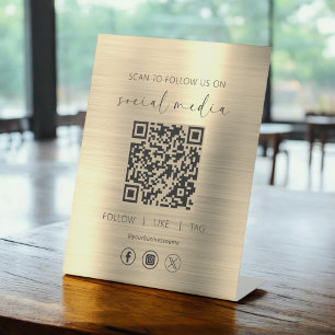 Signe De Table QR Code Gold Scan To Follow Us on Social Network