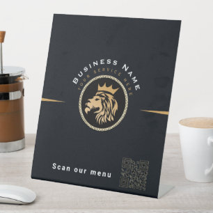 Signe De Table QR Code Lion Logo Business Scan for Menu
