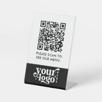 QR Code Menu Black Logo Contact Café moderne Pe