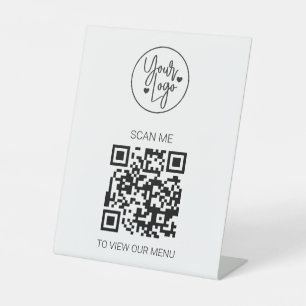 Signe De Table QR Code Menu Business Logo Contact Moderne