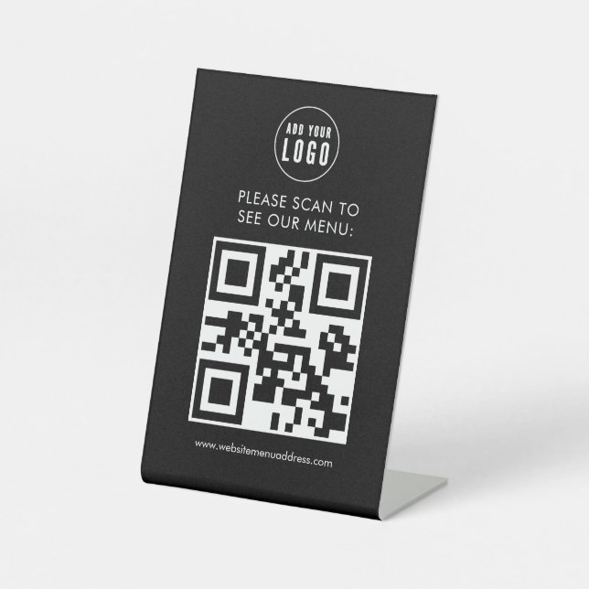 Signe De Table QR Code Menu Logo sans contact Café moderne Pedest (Recto)