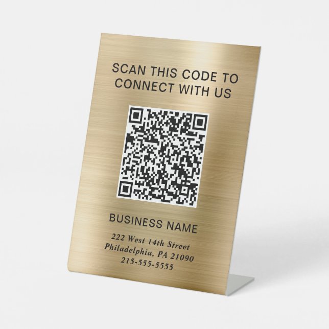 Signe De Table QR Code Modern Business Gold (Recto)