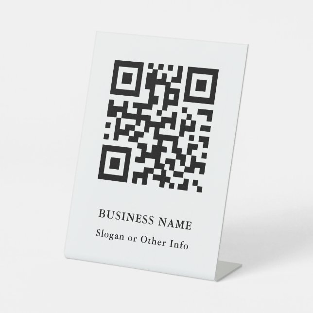 Signe De Table QR Code Noir et blanc Entreprise moderne (Recto)