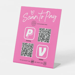 Signe De Table QR Code options de paiement scanné Moderne Rose ch
