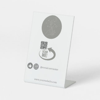 Signe De Table QR Code paiement gris mystique