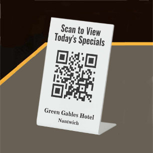 Signe De Table QR Code pour les spécialités du restaurant Menu Pi
