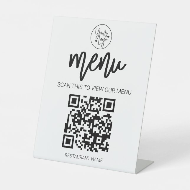 Signe De Table QR Code Restaurant Menu Business Logo Professionne (Recto)