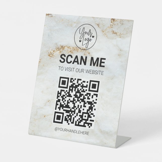 Signe De Table QR Code Scan Me Business Menu Website Services (Recto)