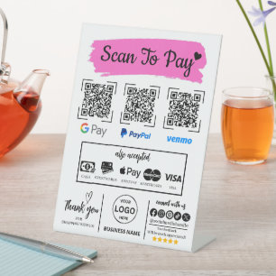 Signe De Table QR Code Scan pour payer Venmo Paypal Google Pay