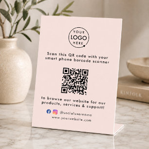 Signe De Table QR Code Site Web d'entreprise Me Scan Social Media