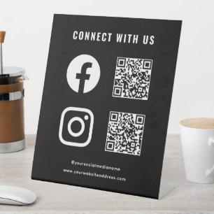 Signe De Table QR Code Social Media Suivre Scan Se Connecter Se C