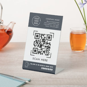 Signe De Table QR Code Suivez-nous Business Logo Professionnel