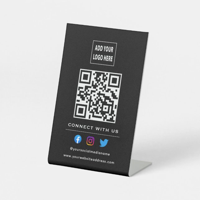 Signe De Table QR Code Suivre L'Analyse Pour Se Connecter Avec No (Recto)