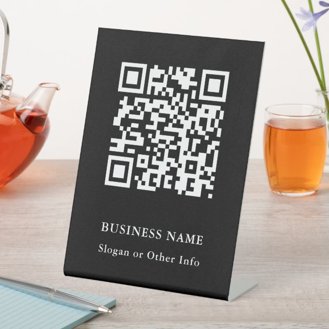 Signe De Table QR Code Website Link Black Modern Business (In SItu)