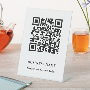 Signe De Table QR Code Website Link Black & White Modern Business