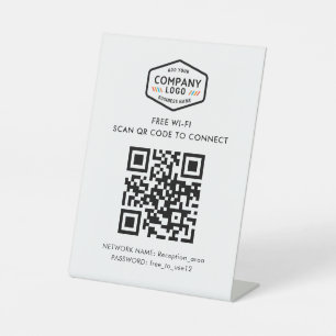 Signe De Table QR Code Wi-Fi gratuit Logo d'affaires minimaliste