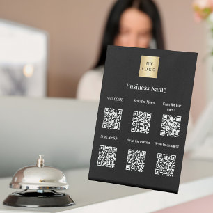 Signe De Table QR codes informations clients hôtel resort noir