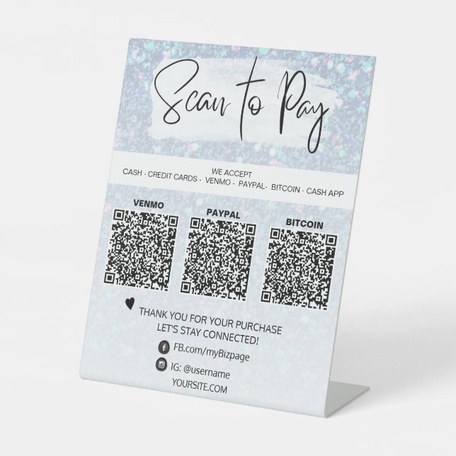 Signe De Table *~* QR PAIEMENT Présentoir de table Chevalet de ta (Recto)