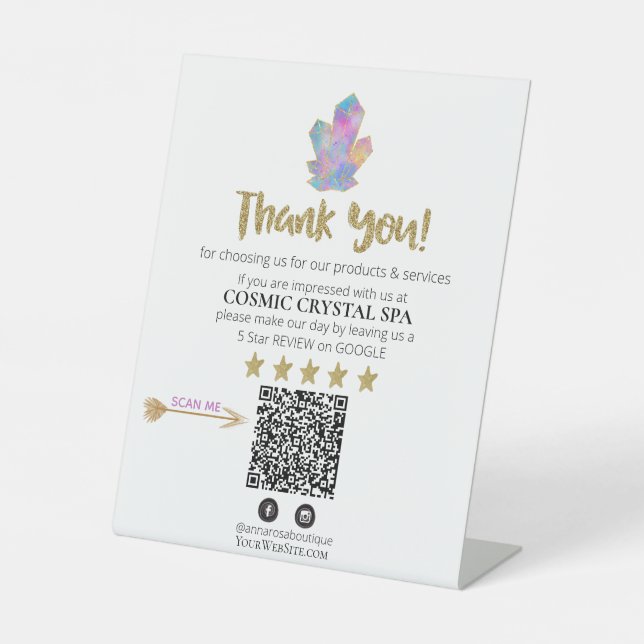 Signe De Table *~* QR RAINBOUR CRYSTALS Review Logo MERCI AP8 (Recto)
