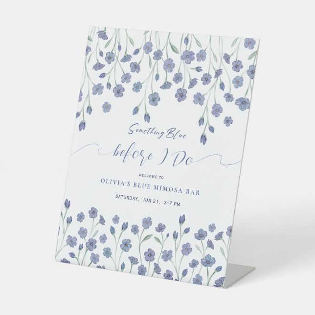 Signe De Table Quelque chose de bleu avant de faire Fête des mari (Recto)