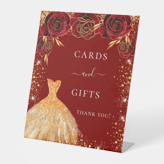 Signe De Table Quinceanera or rouge parties scintillant robe cade (Recto)