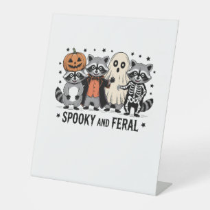Signe De Table Raccoon d'Halloween éffrayant et Feral Funny