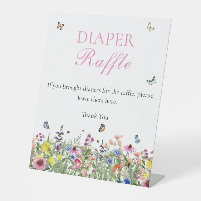 Signe De Table Raffle de couches | Fleurs sauvages d'été modernes (Recto)