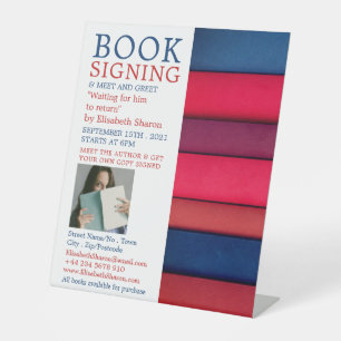 Signe De Table Rangée de livres, écrivains Signer des livres Publ