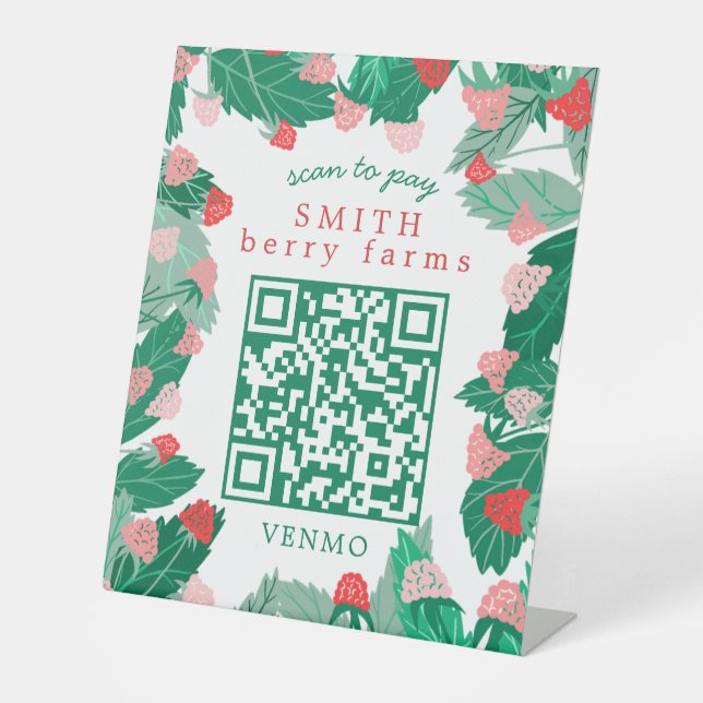 Signe De Table Raspberry Patch SCANNEZ POUR PAYER CODE QR PERSONN (Recto)
