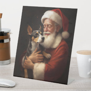 Signe De Table Rat Terrier Avec Noël Festif Du Père Noël