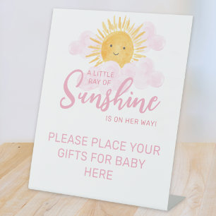Signe De Table Rayon de soleil Baby Shower Placez vos cadeaux