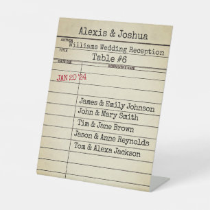 Signe De Table Réception de mariage de la carte de bibliothèque r