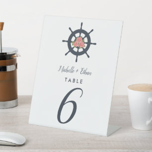 Signe De Table Réception de mariage nautique romantique Numéro de