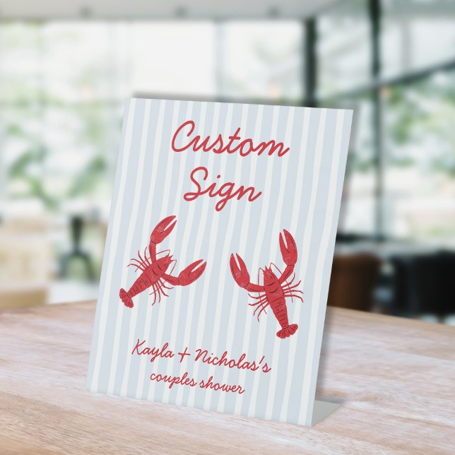 Signe De Table Réchauffer Fiançailles Couples Douche (Crawfish Boil Engagement Couples Shower Pedestal Sign)