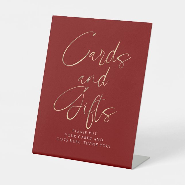 Signe De Table Red and Gold Cards and Gifts Bridal Shower (Recto)