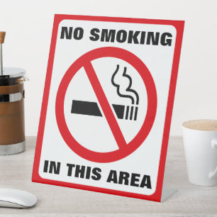 Signe De Table Red and White No Smoking