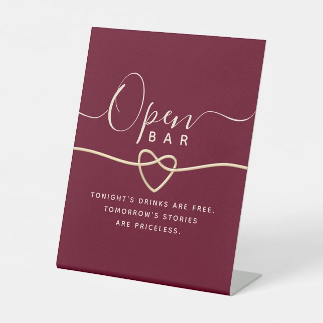 Signe De Table Red Burgundy Mariage Open Bar (Recto)