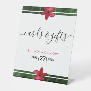 Signe De Table Red Frangipani Plumeria Cartes de Mariage & Cadeau