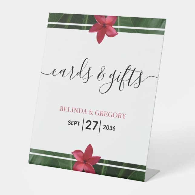 Signe De Table Red Frangipani Plumeria Cartes de Mariage & Cadeau (Recto)