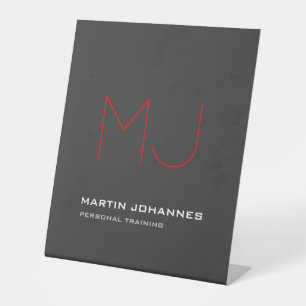 Signe De Table Red Monogram Grey Personal Trainer Business