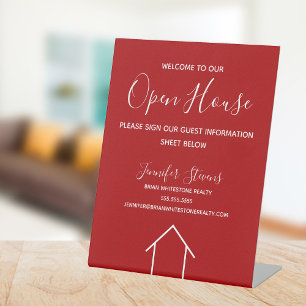 Signe De Table Red Open House Custom Real Estate Company