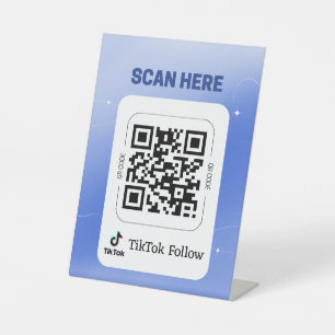 Signe De Table Regardez notre code QR de vidéos   Suivez-nous sur