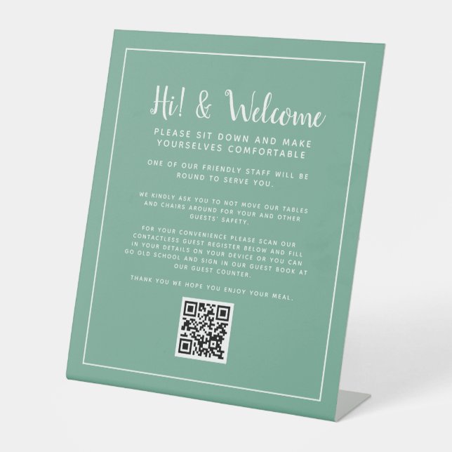 Signe De Table Registre sans contact de code QR (Recto)