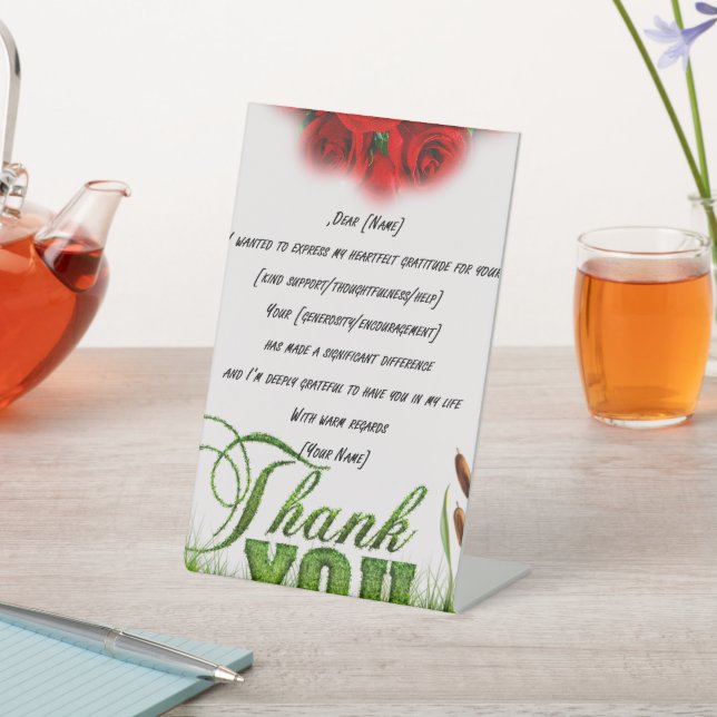 Signe De Table "Remerciements et remerciements sincères" (In SItu)