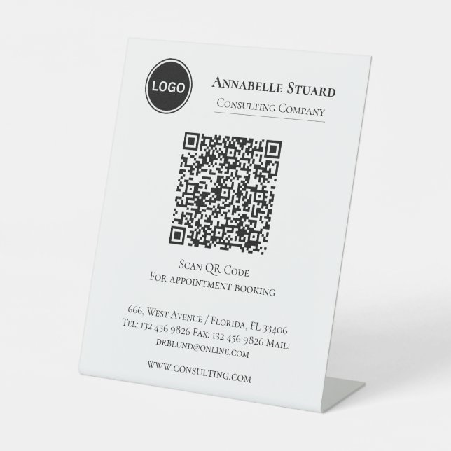 Signe De Table Rendez-vous Réservation code QR Société profession (Recto)