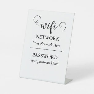 Signe De Table Réseau Wi-Fi et mot de passe Business Retail