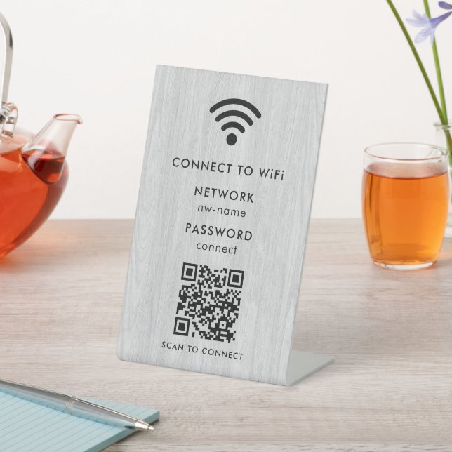 Signe De Table Réseau WiFi | Analyser le code QR pour se connecte (In SItu)
