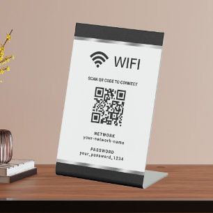 Signe De Table Réseau Wifi et mot de passe QR Code personnalisé