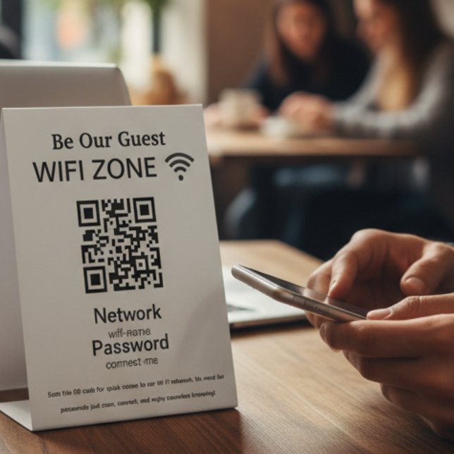 Signe De Table Réseau Wifi | QR Code Internet Scan pour se connec (Créateur téléchargé)