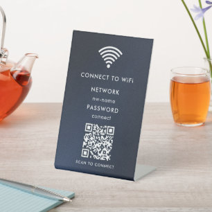 Signe De Table Réseau WiFi Scannez le code QR pour vous connect